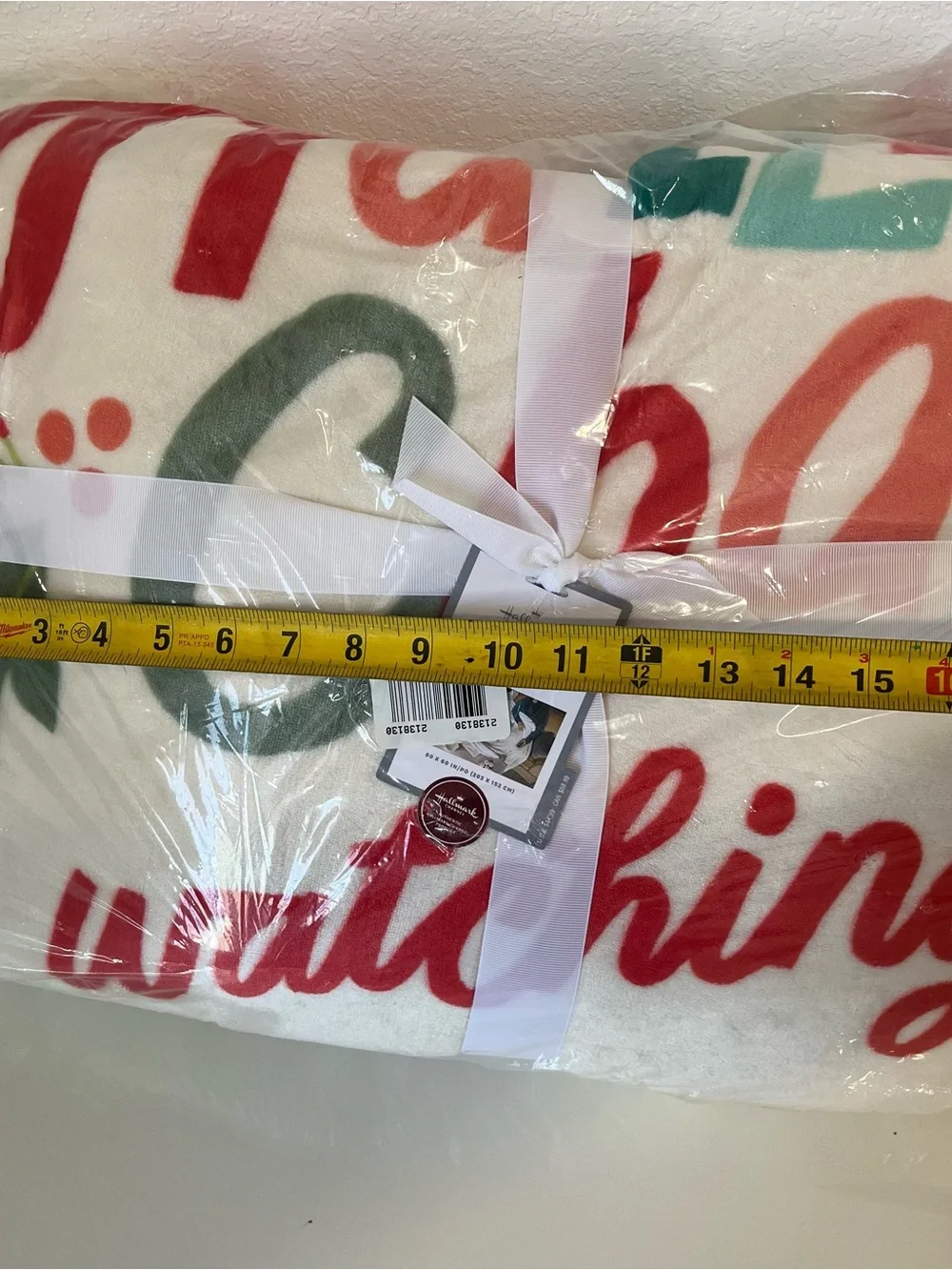 Hallmark White, Red & Green Festive Script Throw